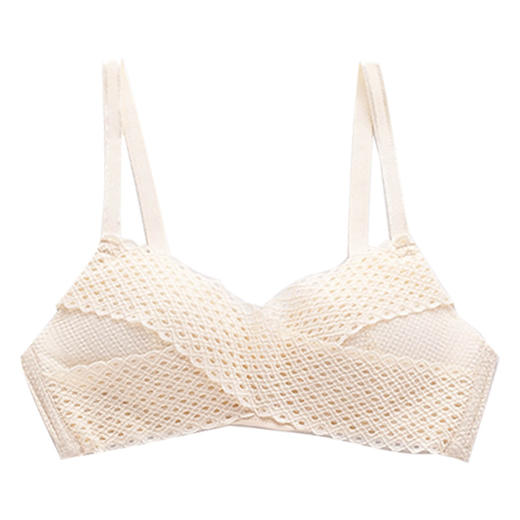 ARN-X067真丝透气法式文胸三角杯蕾丝交叉无钢圈薄款胸罩无痕性感蚕丝内衣 商品图4