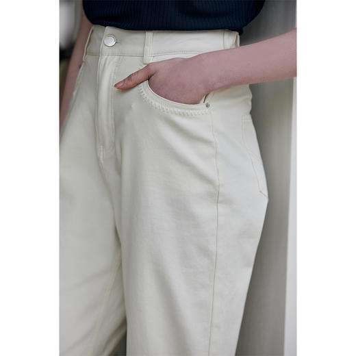 HeyDress白色牛仔裤女春夏高腰宽松显瘦休闲裤百搭通勤直筒裤子 商品图2
