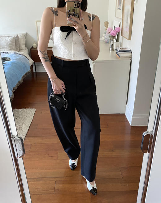 my tweed bow strap white 商品图5