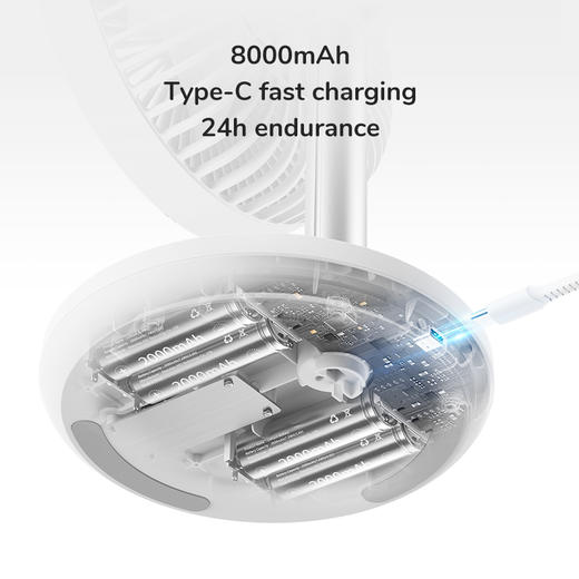【小家电】几素桌面摇头伸缩风扇	FA13P（8000mAh）HF 商品图6