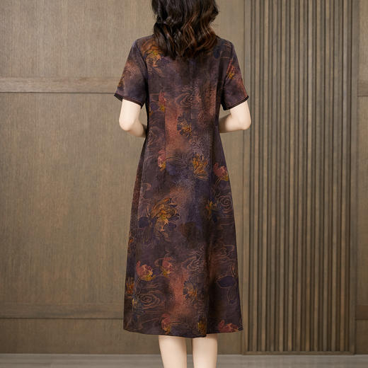 KQ-221607-40姆米重缎香云纱连衣裙子香云缎复古修身真丝桑蚕丝洋气品牌女装 商品图2