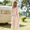 欧芮儿2020春装新款女装收腰显瘦连衣裙女中长款V领藕粉色女裙 商品缩略图2