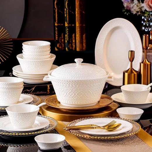 碗碟套装家用釉下彩景德镇陶瓷骨瓷餐具碗盘全套轻奢碗筷乔迁组合 商品图6