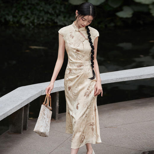 新中式国风立领旗袍无袖连衣裙女春季新款古典温婉长裙V0440187 商品图3