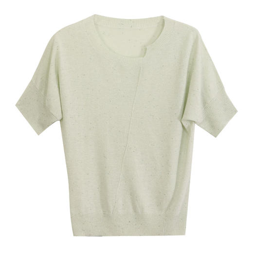 玳莎不规则领套头针织衫女24夏款新品时尚简约设计感短袖上衣T恤  EB33102 商品图4