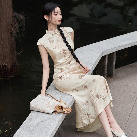 新中式国风立领旗袍无袖连衣裙女春季新款古典温婉长裙V0440187 商品图2
