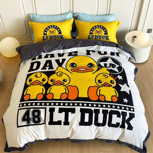【麦上家居】全棉印花四件套-潮牌鸭（正版小黄鸭授权）MS 商品图0