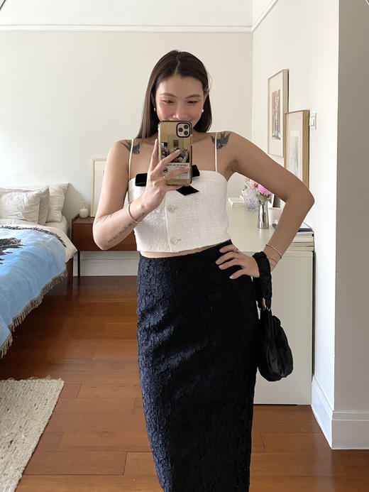 my tweed bow strap white 商品图2