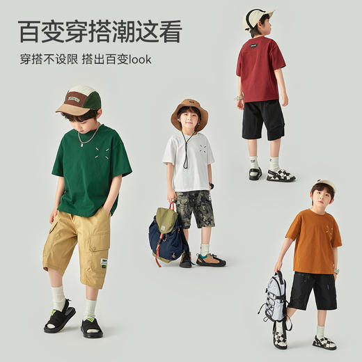 【团购价35元】多多家童装男童短袖2024夏装儿童纯色百搭半袖中大童纯棉t恤上衣9314 商品图1