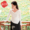 上海逸红颜南汐 文艺松弛感长袖针织新中式T恤显瘦设计感排扣上衣 商品缩略图1