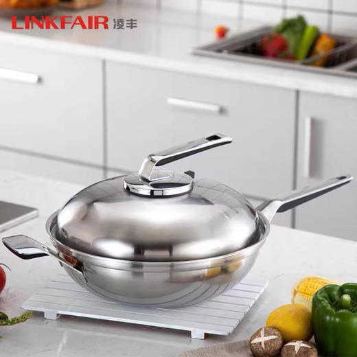 雷萨系列五层钢32cm单柄炒锅带钢盖 商品图0