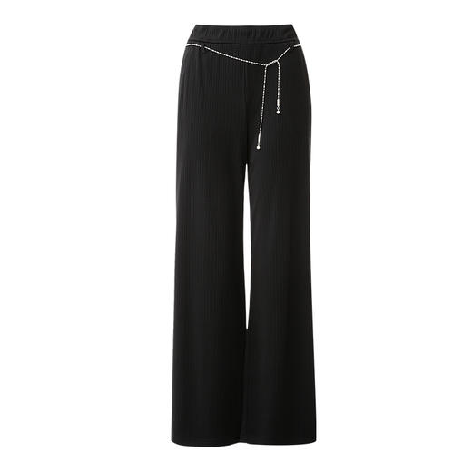 EITIE爱特爱通勤高腰显瘦直筒垂坠黑色松紧腰长裤24夏季新款B2405306 商品图5