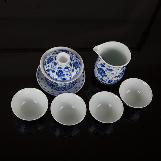 青花西番莲纹6头茶具 商品图2