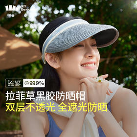 蕉下女士空顶黑胶防晒草帽BM56224