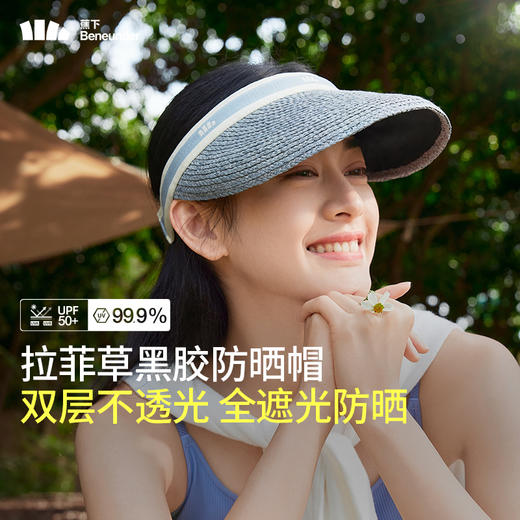 蕉下女士空顶黑胶防晒草帽BM56224 商品图0