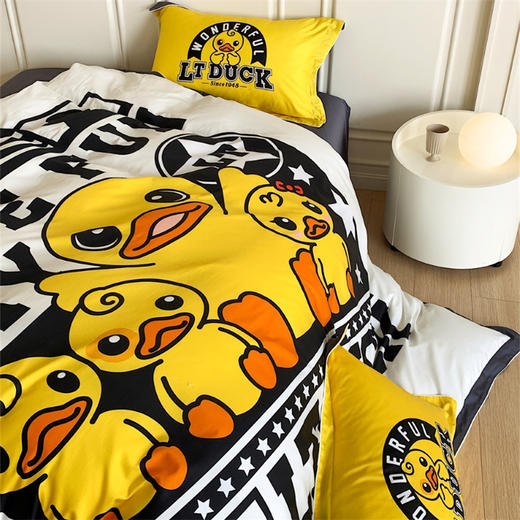 【麦上家居】全棉印花四件套-潮牌鸭（正版小黄鸭授权）MS 商品图5