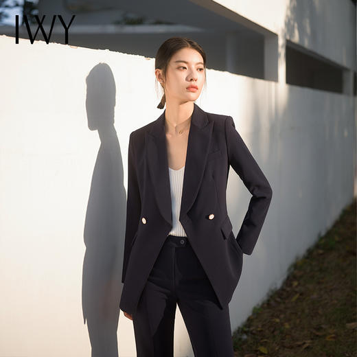 IWY/春季藏青色西装套装女宽松显瘦职业气质西服外套面试案场正装C13505+P33505 商品图1