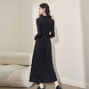 西遇新中式气质A字连衣裙新款翻领盘扣高级感小黑裙长裙V1838206 商品缩略图4