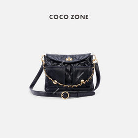 COCO ZONE2024小香风菱格链条单肩包多口袋设计斜挎包CC2A0345