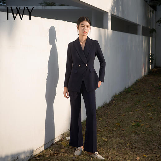 IWY/春季藏青色西装套装女宽松显瘦职业气质西服外套面试案场正装C13505+P33505 商品图0