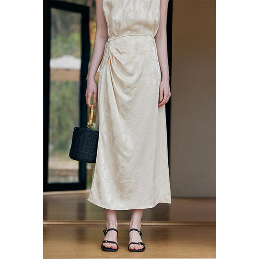 HeyDress新中式提花半身裙女夏季高腰系带设计感半裙气质缎面裙子 商品图0