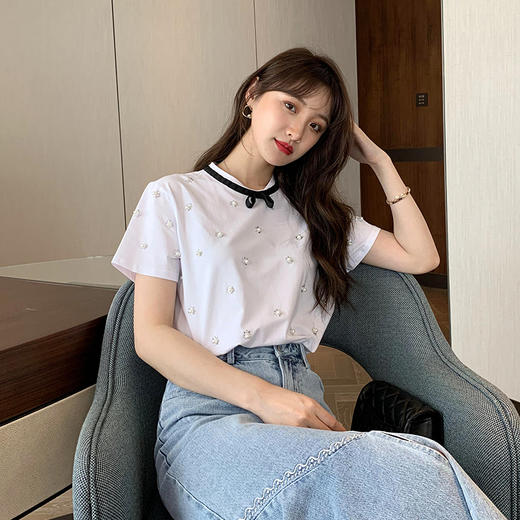 欧芮儿夏季白色T恤 商品图2