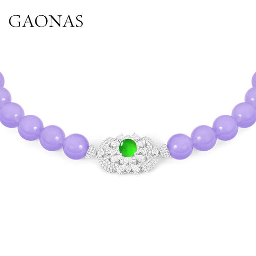 GAONAS 紫霞仙子 中式贵气紫色12mm珠项链10389XPR 商品图2