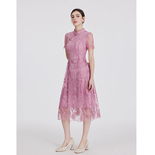 司歌改良新中式刺绣立领连衣裙A891067X 商品图2