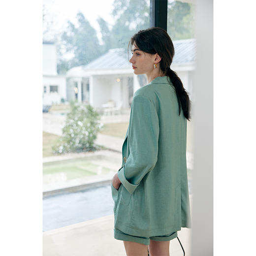 HeyDress亚麻西装外套女春夏法式宽松高级肌理感套装高腰显瘦短裤 商品图2