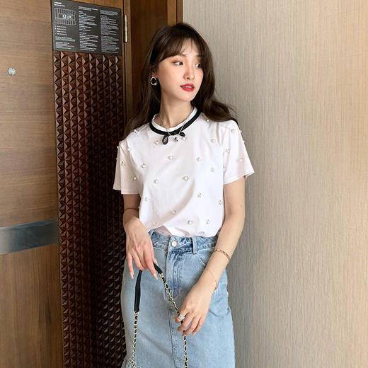 欧芮儿夏季白色T恤 商品图1