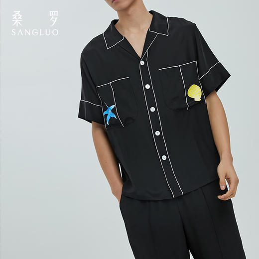 桑罗海岛系列撞色男士睡衣家居服套装反做特殊工艺 商品图2