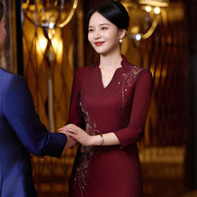 MLY喜婆婆敬酒服旗袍结婚妈妈装洋气高腰显瘦中长款过膝秋春装新款