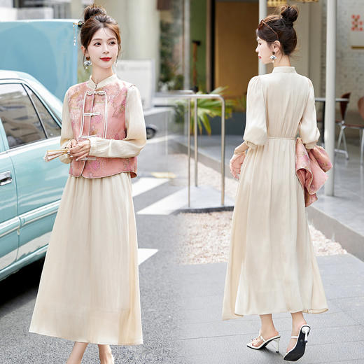 简约气质，中式盘扣马甲两件套HR-HRYZ9642 商品图3