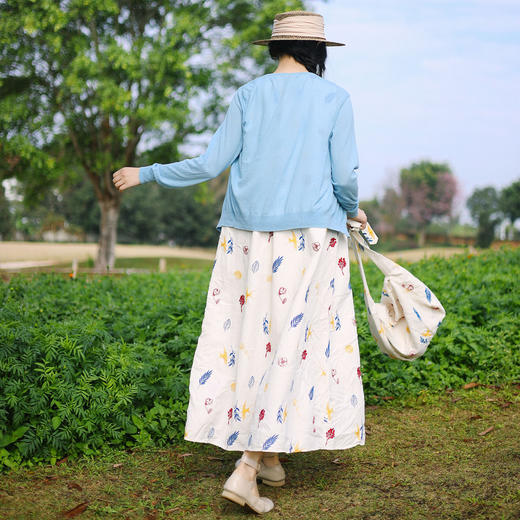 绽放185朵/玄鸟树枝满底绣花绑结可调节女包单间斜挎棉麻文艺布包 商品图2