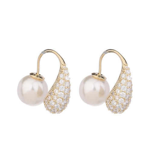 时尚气质珍珠后挂式简约水滴形耳环LY 商品图4