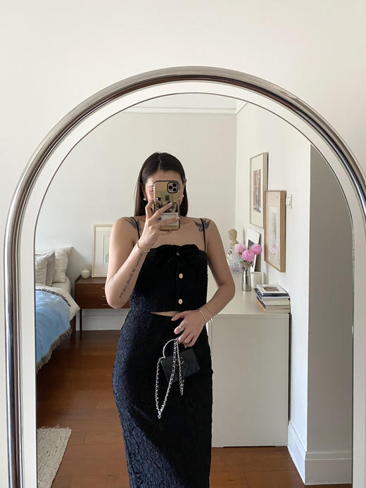 my tweed bow strap black 商品图0