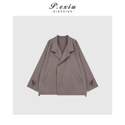 04-6潘依绣丁丁宠粉设计感极简风不规则斜襟宽松长袖外套 W-61293 商品图0