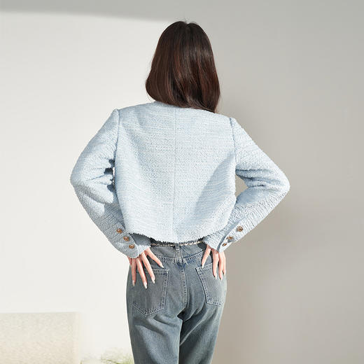 西遇法式浅蓝色小香风外套女新品经典复古开衫女上衣V0130015 商品图3