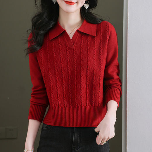 CC101-86159-2024春秋季外穿女士毛衣配半身裙子短款上衣洋气小个子针织打底衫 商品图0