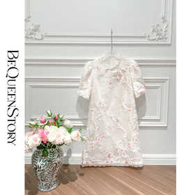 BeQueenStory【长乐未央】气质修身显瘦重工国风刺绣蕾丝连衣裙