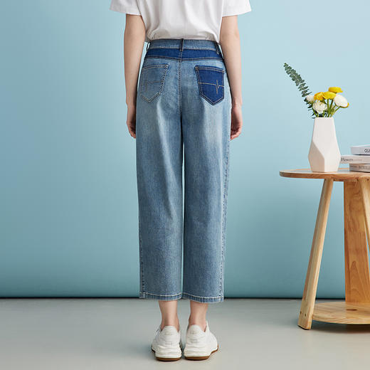 EITIE爱特爱经典高腰显瘦通勤百搭牛仔裤夏季新款B2405302A 商品图4