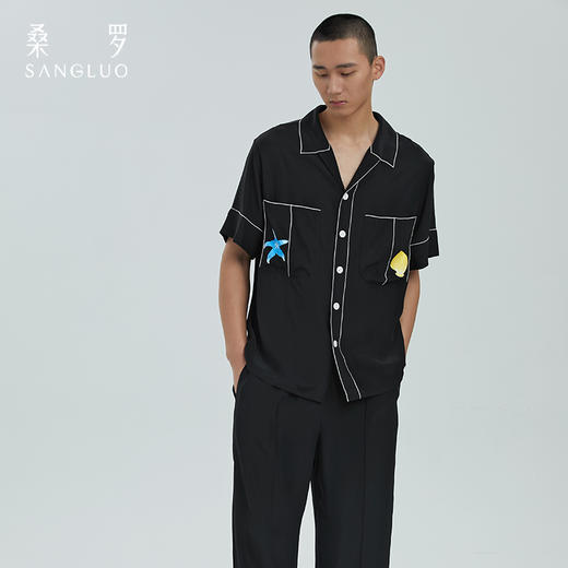 桑罗海岛系列撞色男士睡衣家居服套装反做特殊工艺 商品图3