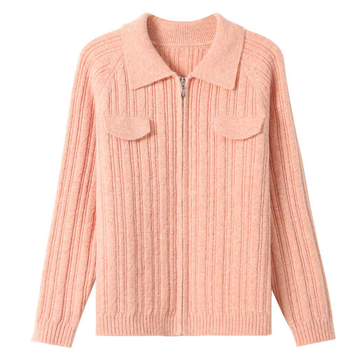 CC101-86162-2024春秋穿搭针织开衫女士减龄宽松拉链毛衣外套小个子新款短上衣 商品图4