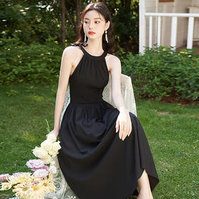 西遇韩式连衣裙新款纯色无袖休闲风简约通勤穿搭女V1531721
