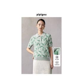 3楼 皮皮狗花卉图案提花PoLO领套头衫