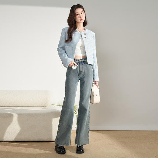 西遇法式浅蓝色小香风外套女新品经典复古开衫女上衣V0130015 商品图1