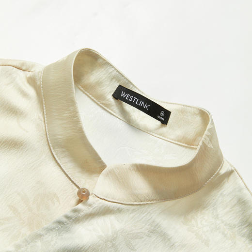 新中式国风不规则开襟珠扣短袖衬衫新款古典温婉衬衣V0440186 商品图5