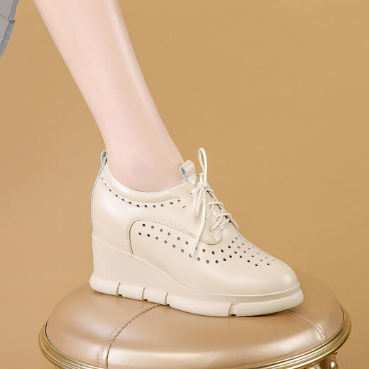 【预售5天】头层牛皮厚底坡跟深口单鞋，复古绑带高跟小皮鞋SMQ&2304 商品图2