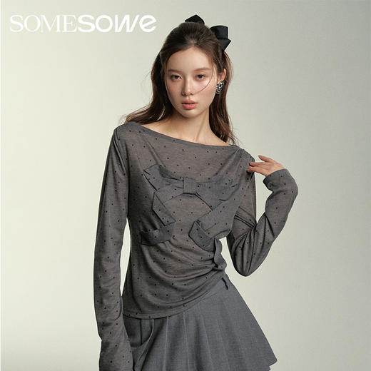 预售 | SOMESOWE 折纸蝴蝶结波点微透上衣-S2407044[福利品] 商品图3