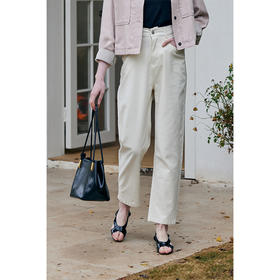HeyDress白色牛仔裤女春夏高腰宽松显瘦休闲裤百搭通勤直筒裤子